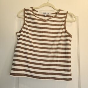 Blakeley Designs Brown and White Striped Women's Tank Top Size L/XL BNWOT